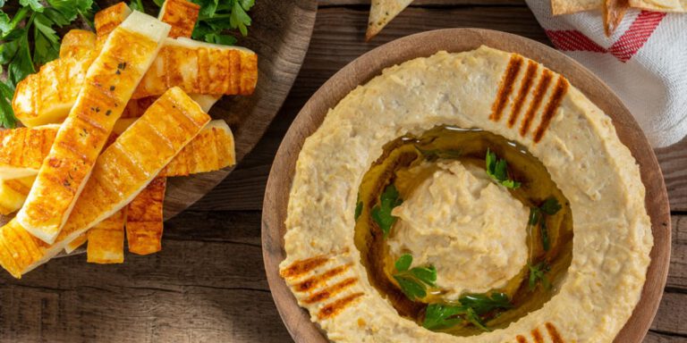 حمص با پنیر کبابی