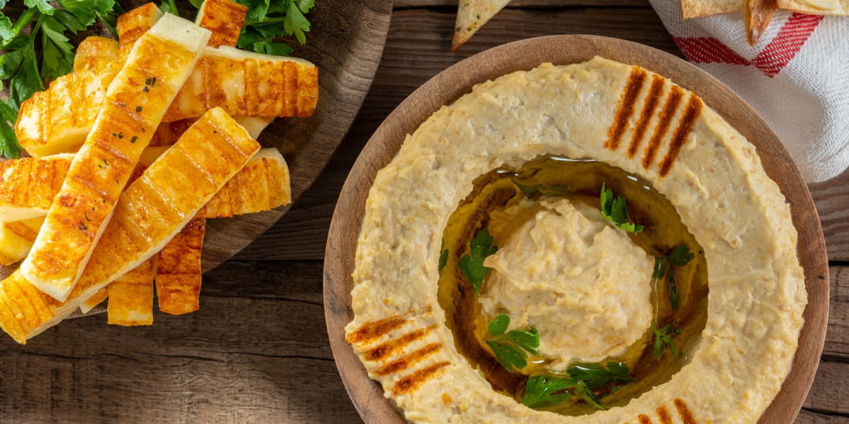 حمص با پنیر کبابی