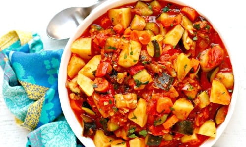 خوراک کدو سبز با سیب زمینی