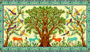 تصویری از درخت زیتون روی کاشی