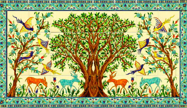 تصویری از درخت زیتون روی کاشی