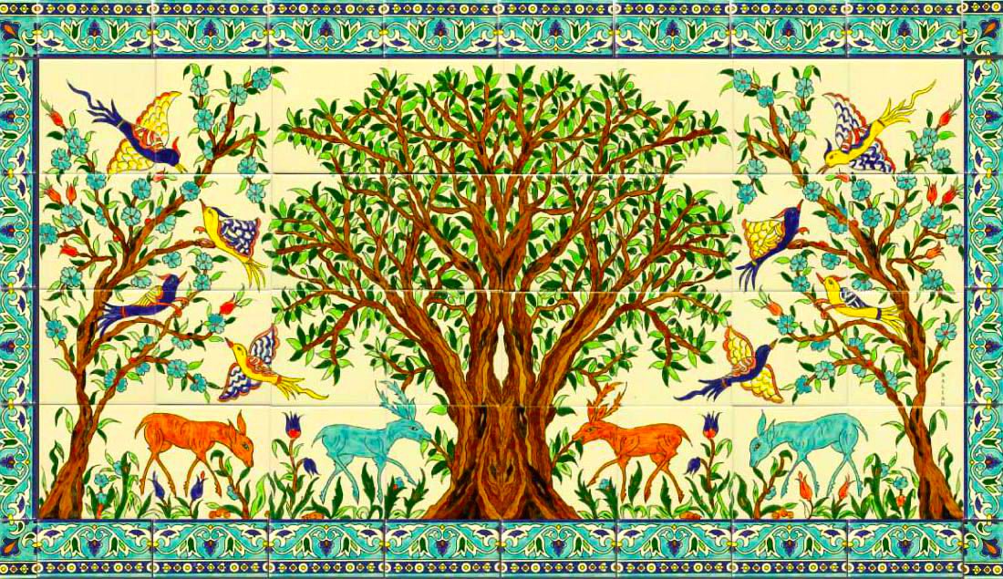 تصویری از درخت زیتون روی کاشی